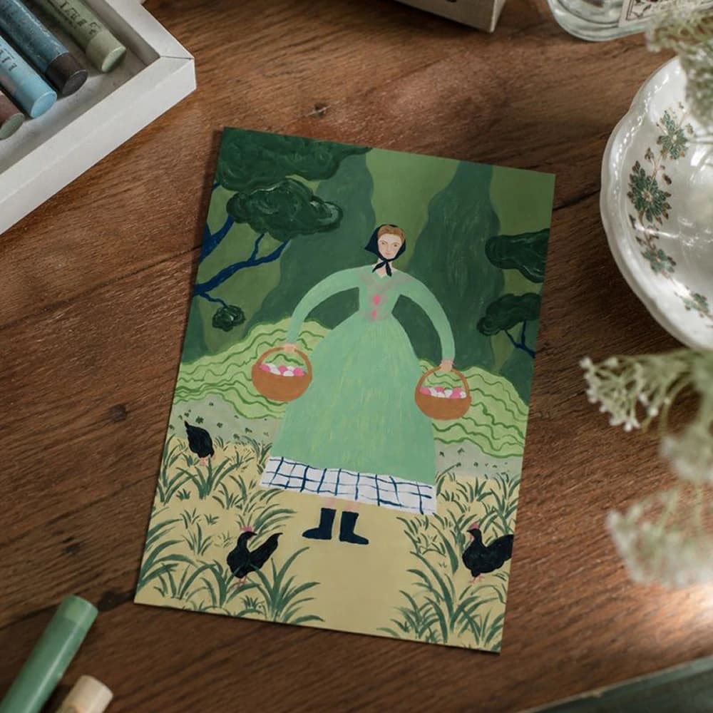 Countryside girl postcard